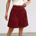 Chic Pleated Ladies Shorts with Button Closure