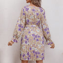 Floral Ruffle Women's Blouse Dress with Waist Belt