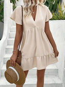 Chic V-Neck Dress with Flowing Sleeves