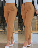 Chic High-Waisted Trousers with Pleated Design