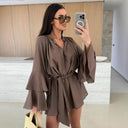 Chic Women's Kaftan Dress with Statement Sleeves and Waist Tie