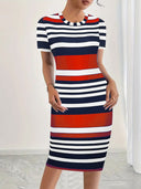 Chic Women's Striped Fitted Dresses