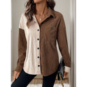 Chic Women's Cord Blouse in Trendy Color Block