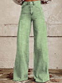 High-Waisted Wide-Leg Jeans with Contemporary Striped Pattern