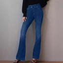 High-Waisted Flared Jeans with Subtle Wash for Women