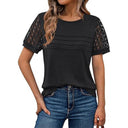 Chic Women's T-Shirt with Crochet Sleeves