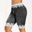 Chic Denim Bermuda Shorts with Lace Accents
