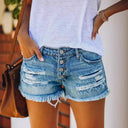 Heart-Shaped Baseball Print Women's Denim Shorts