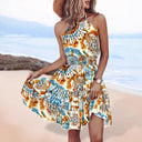 Women’s Colorful Tie-Dye Wrap Dress with Elastic Waist
