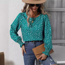 Chic Women's Blouse with Puff Sleeves and Intricate Design