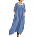 Chic Women's Maxi Dress with Pockets & Buttons