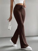 Chic Ribbed High-Waist Pants for Women