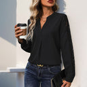 Lace Sleeve V-Neck Women's Blouse