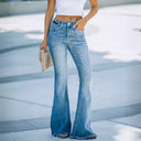 Vintage High-Waisted Flared Jeans with Frayed Hem