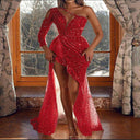 Festive Cocktail Dress with Asymmetrical Glitter Top