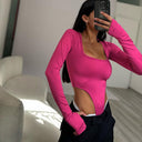 Stylish Women's Bodysuit with Unique Cut-Outs & Long Sleeves