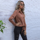 Chic Tie-Closure Blouse with Pockets for Women