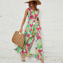 Chic Women's Maxi Dress with V-Neck & Belt