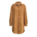 Chic Women's Corduroy Shirt Dress