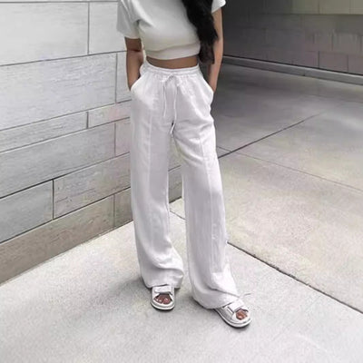 Chic Women's Lounge Pants with Elastic Waist and Pockets