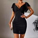Chic V-Neck Mini Dress with Ruffle Accents