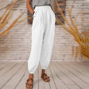 Chic Women's Pants with Side Pockets & Elastic Waist