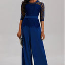 Chic Women's Lace Sleeve Jumpsuit with Wide Leg