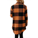 Chic Check Print Long Blouse with Button Detail