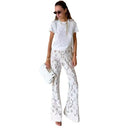 Ladies Floral Wide Leg Lace Trousers