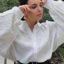 Chic Oversized Blouse in Structured Fabric