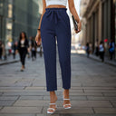 High-Waisted Chino Pants with Drawstring for Women