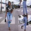 High-Waist Distressed Women's Jeans