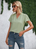 Women's V-Neck Blouse in Flowing Fabric
