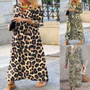 Trendy Leopard Print Maxi Dress with Wrap Design