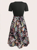 Floral Skirt Dress with Cinched Waist