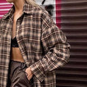 Women’s Checkered Flannel Shirt with Chic Design and Stylish Sleeves