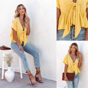Women's Deep V-Neck Loose Fit Blouse