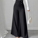 Chic Women's High-Waisted Palazzo Pants with Button Detail