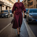 Stylish Midi Dress with Flowing Sleeves