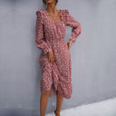 Floral Midi Dress with Ruffle Accents for Women