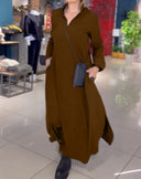 Chic Long Blouse Dress with Side Pockets