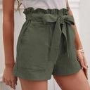 Chic Linen Shorts with Tie Belt and Wide Waistband