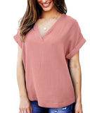 Women's Airy V-Neck Tee with Rolled Sleeves