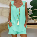 Open Shoulder Women's Summer Dress with Decorative Loops