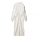 Chic Women's Long Sleeve Shirt Dress with Stylish Collar and Button Placket