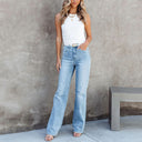 High-Waist Bootcut Jeans with Refined Wash for Women