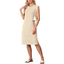 Chic Midi Dress with Side Slits and Round Neck