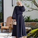 Maxi Dress with Puff Sleeves and Floral Accents