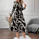 Chic Women's Patterned Shirt Dress with Fitted Belt