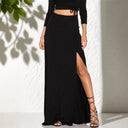 Chic High Slit Maxi Skirt with Elastic Waistband